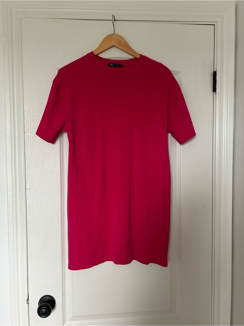 Zara Hot Pink Short-Sleeve Mini Dress - Picture 2 of 4